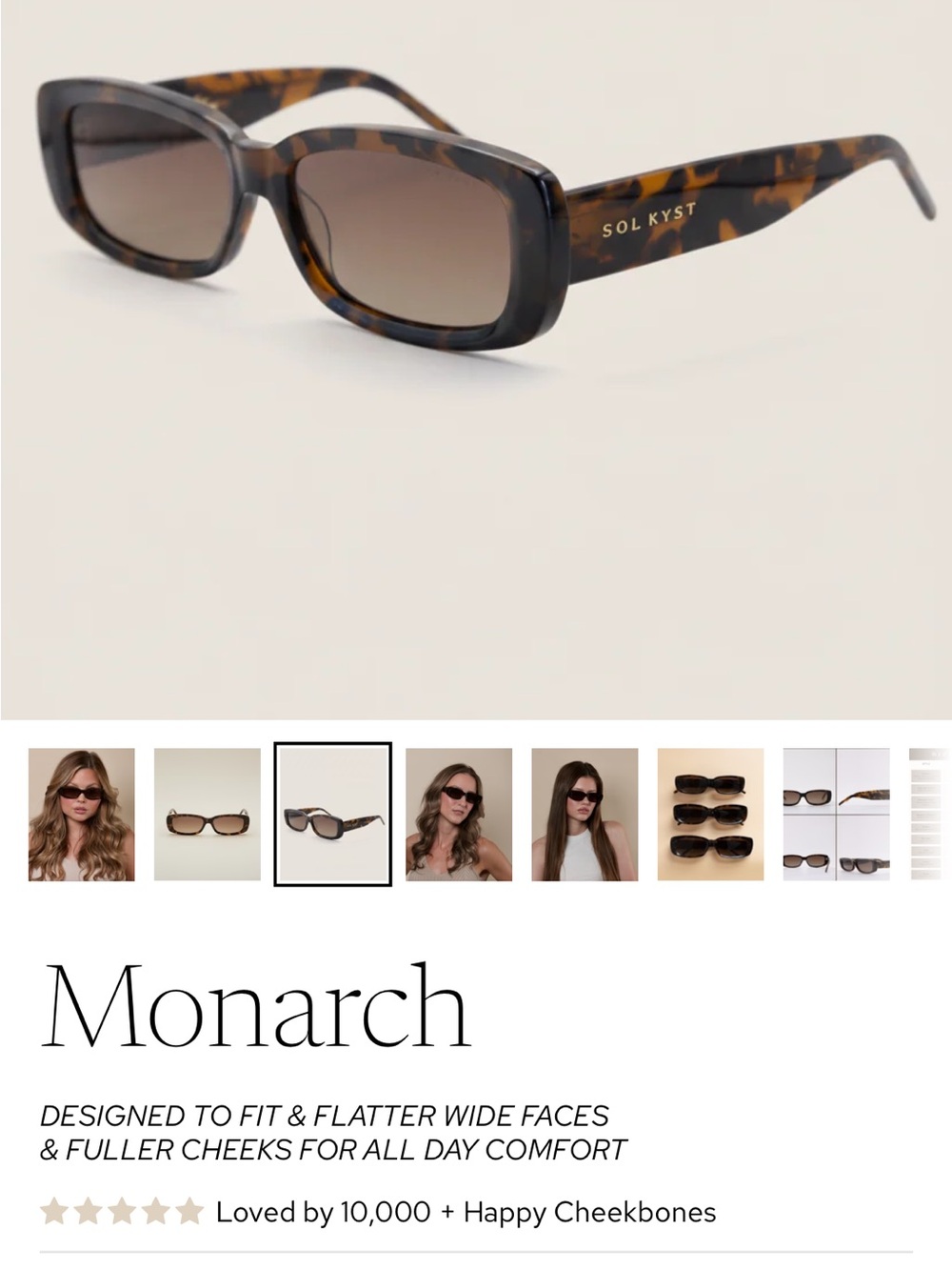 Wide face sunglasses Monarch Sunglasses - Tortoiseshell Brown 158cm wide